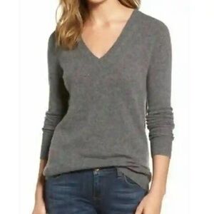 HALOGEN 100% Cashmere Sweater V Neck